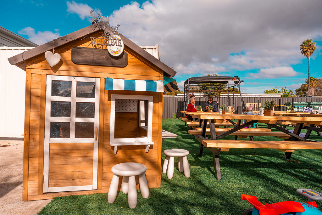 A fully equipped play area for the kids, right in the courtyard.