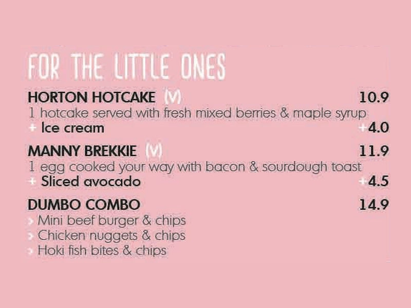 Kids menu
