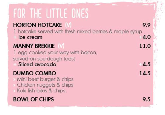 Kids menu